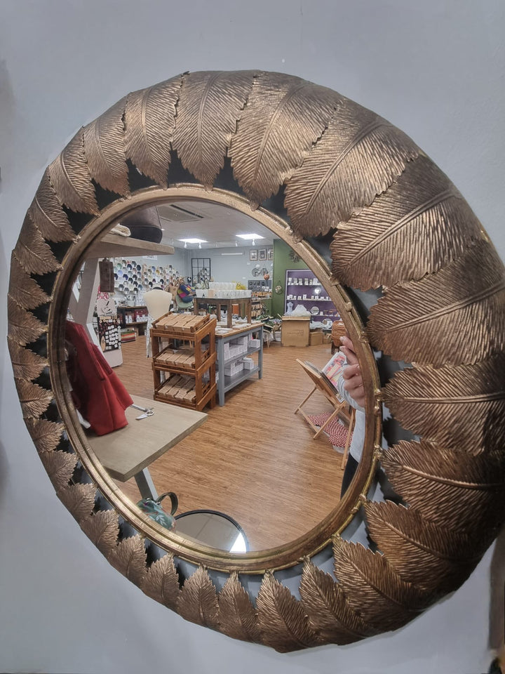 Gold Leaf Round Mirror