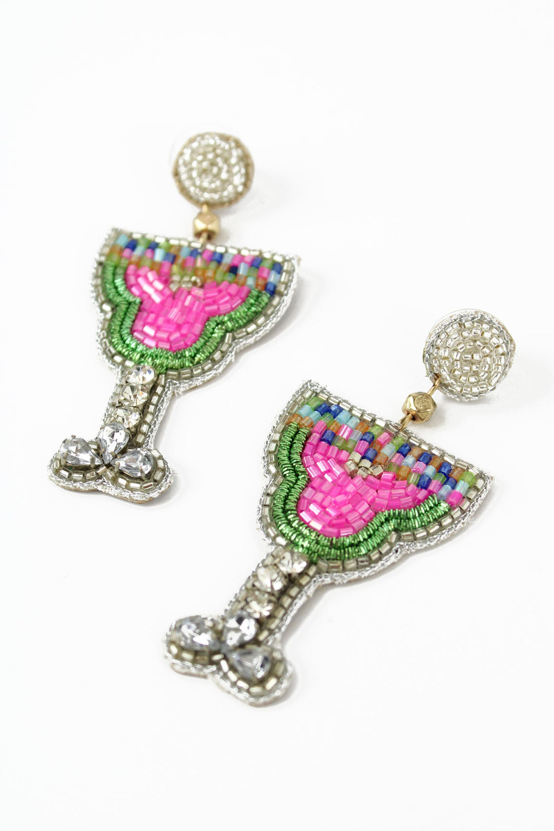 Strawberry Martini Beaded Drop Earrings