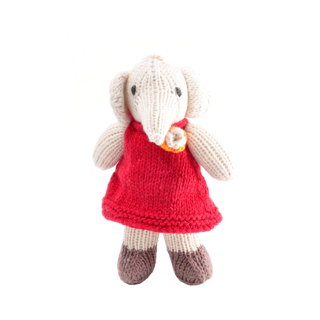 White Elephant in Red Dress Soft Toy