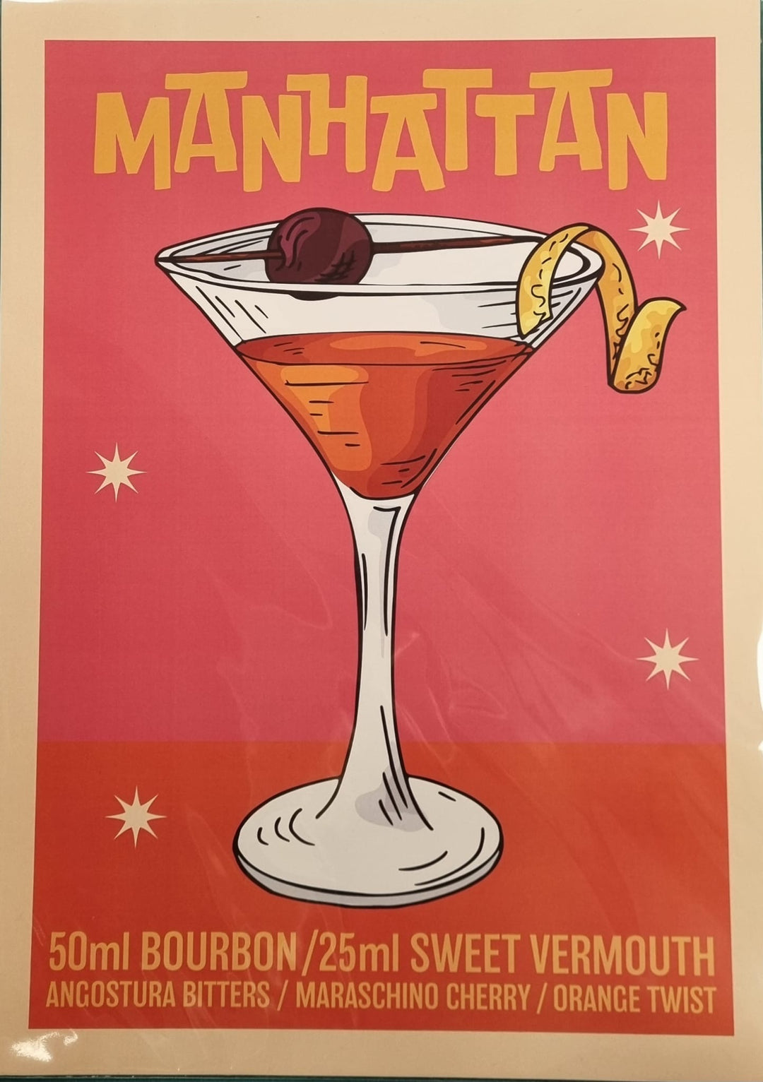 Manhattan Cocktail A3 Print