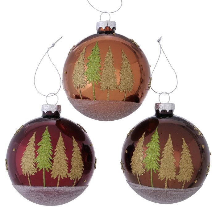 Coloured Bauble with fir tree design
