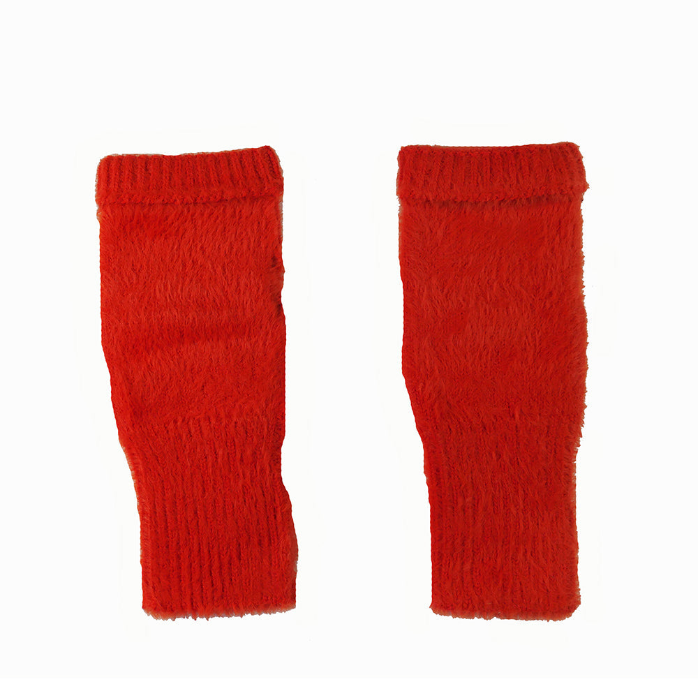 Fine knit fingerless gloves -Orange