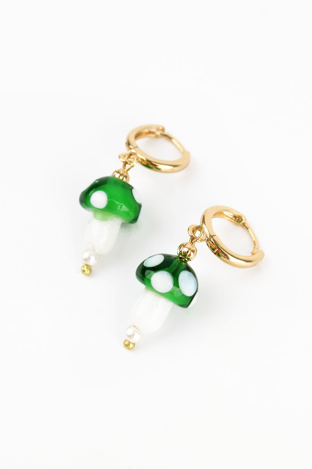 Mushroom Huggie Hoops - Green