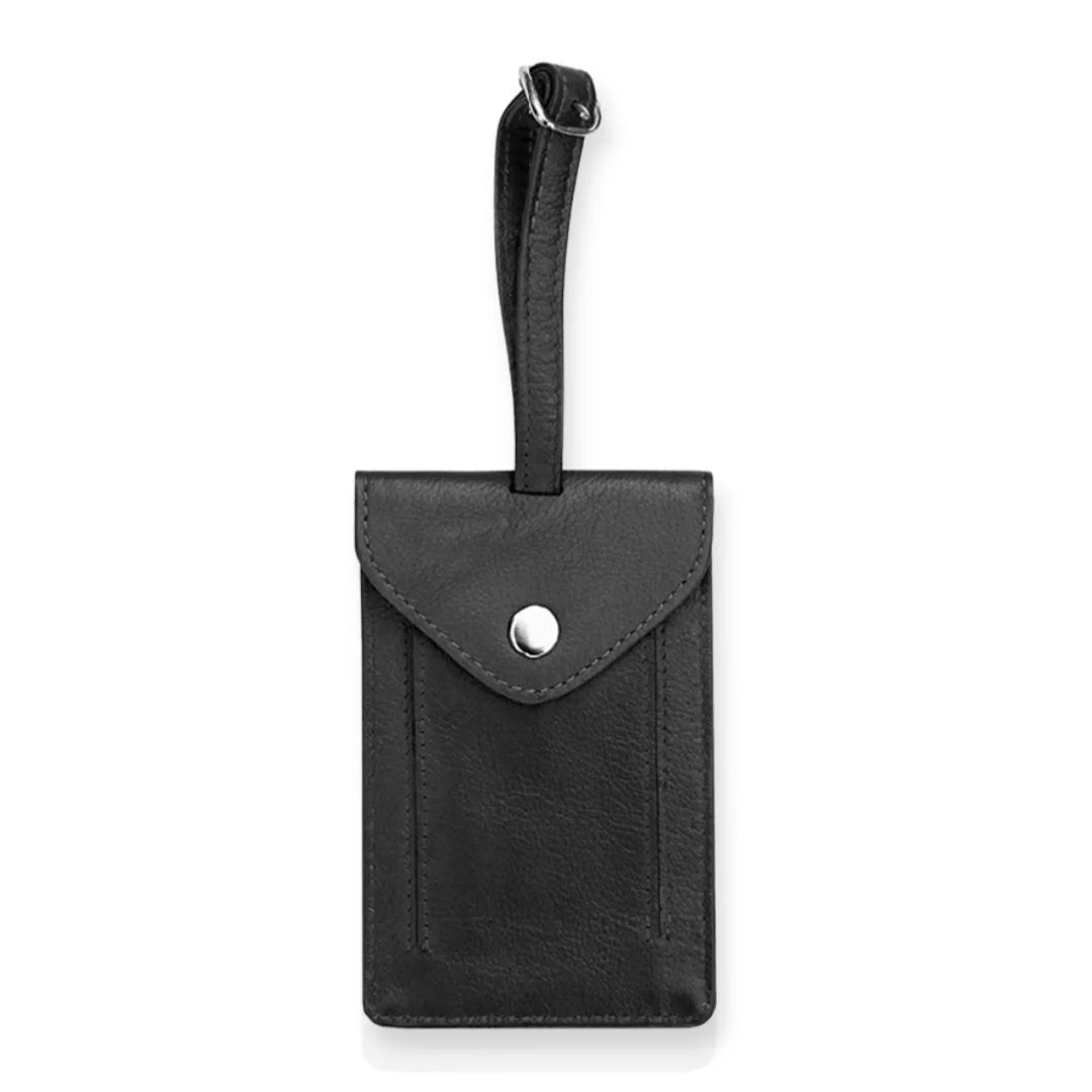 Leather Luggage Tag - Black