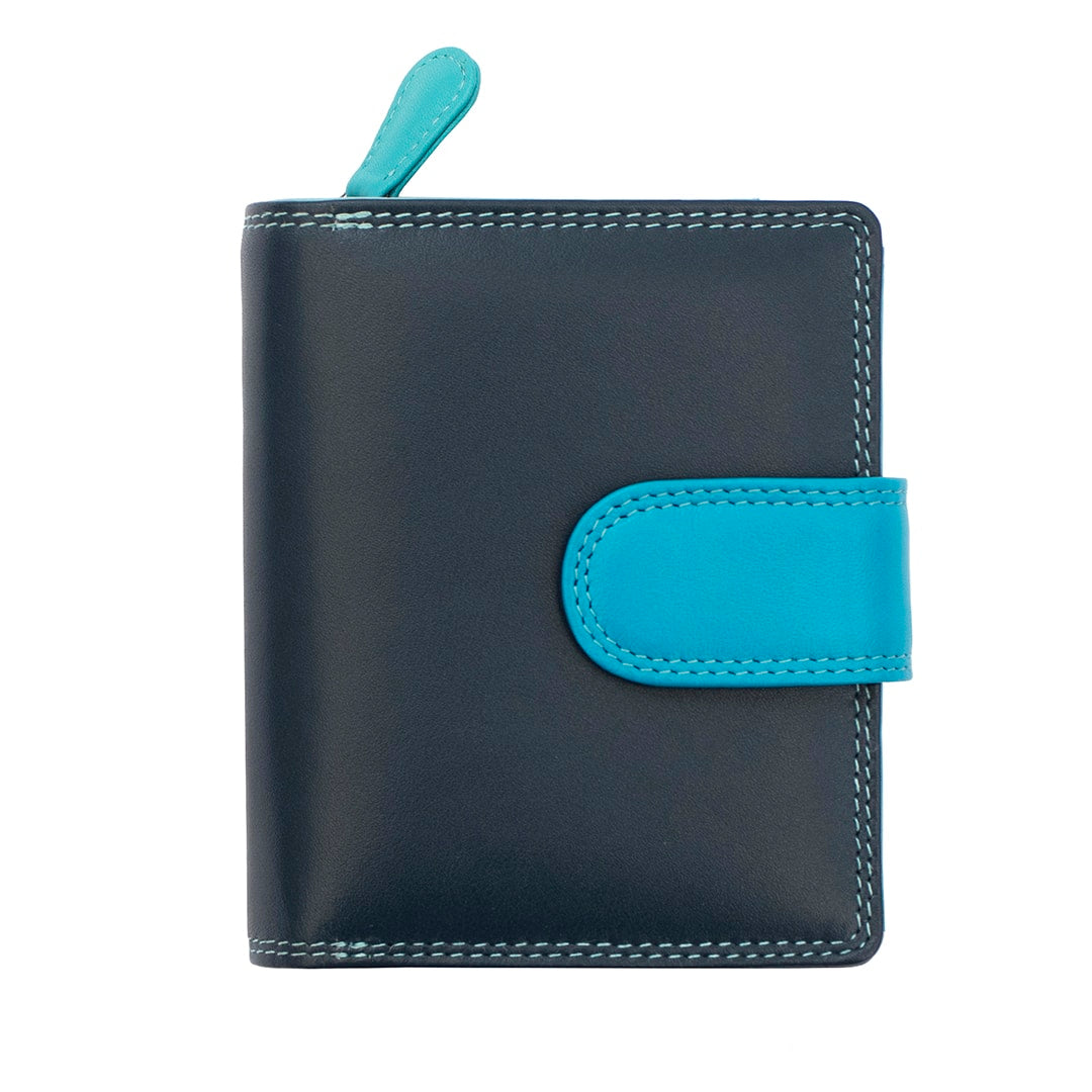 Soft Colourful Leather Trifold Purse - Camellia London / Blue-Multi