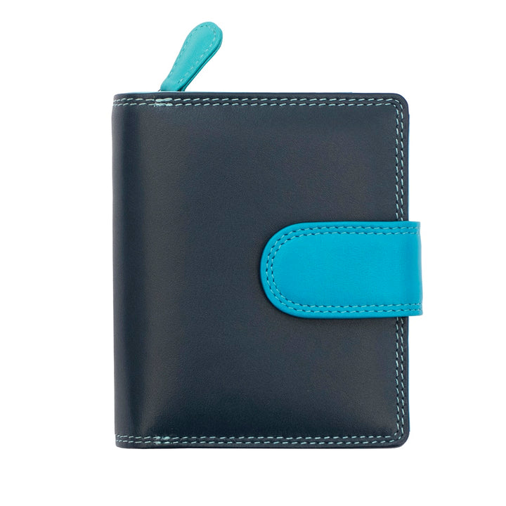 Soft Colourful Leather Trifold Purse - Camellia London / Blue-Multi