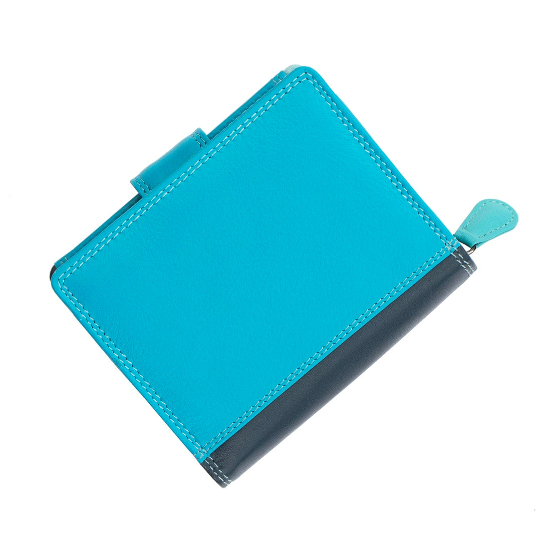 Soft Colourful Leather Trifold Purse - Camellia London / Blue-Multi