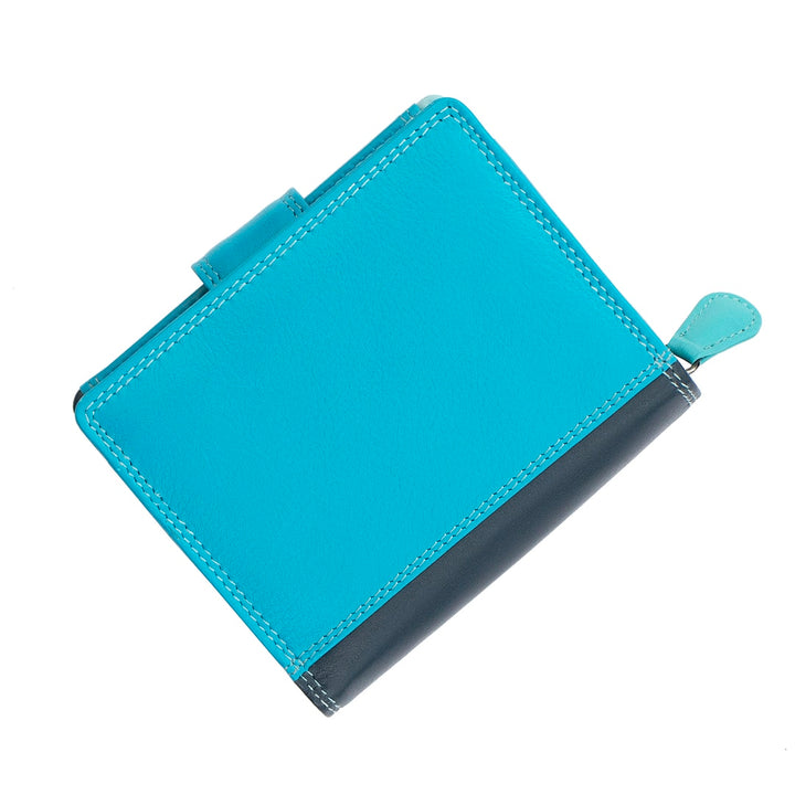 Soft Colourful Leather Trifold Purse - Camellia London / Blue-Multi