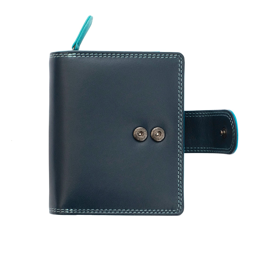Soft Colourful Leather Trifold Purse - Camellia London / Blue-Multi