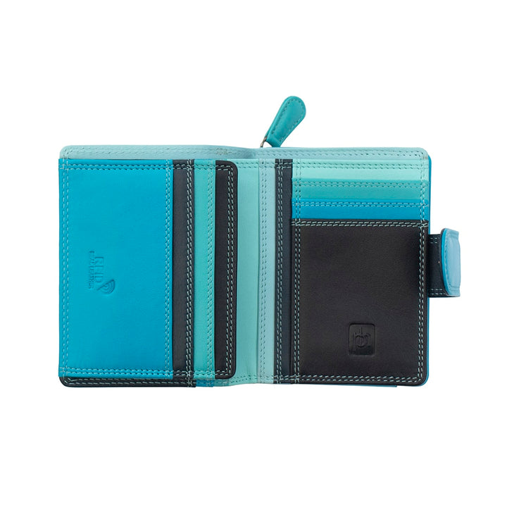Soft Colourful Leather Trifold Purse - Camellia London / Blue-Multi