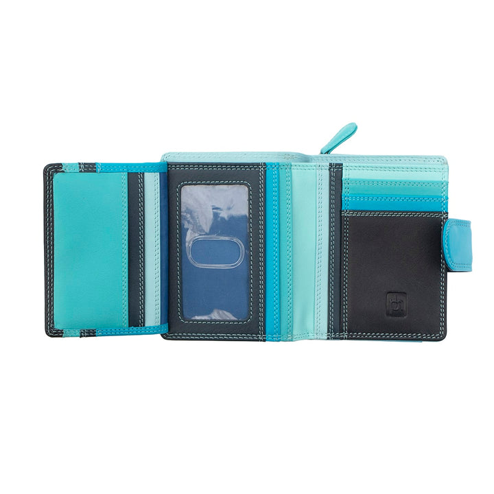 Soft Colourful Leather Trifold Purse - Camellia London / Blue-Multi