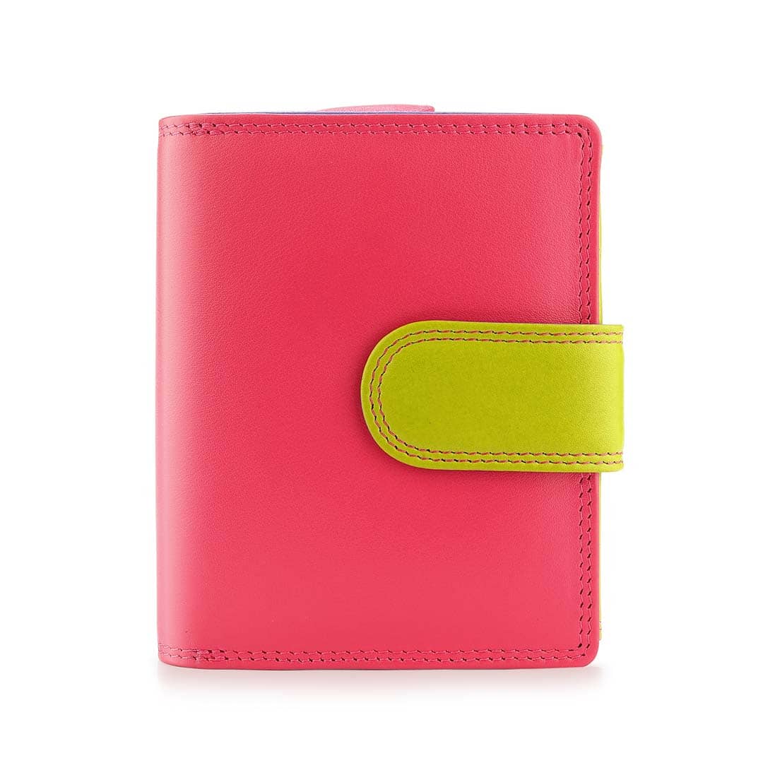 Soft Colourful Leather Trifold Purse - Camellia London/ Pink-Multi