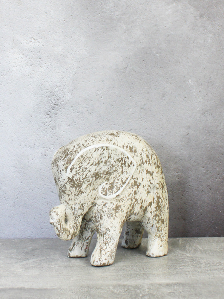 Wooden Abstract Elephant Ornament - White