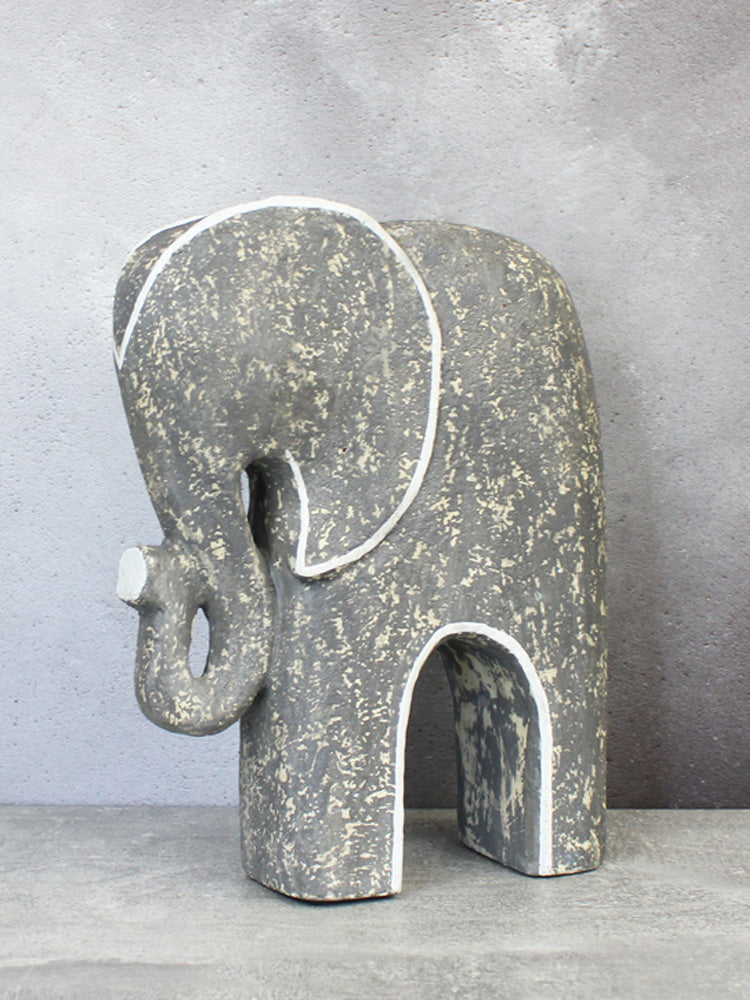 Wooden Abstract Elephant Ornament - Large