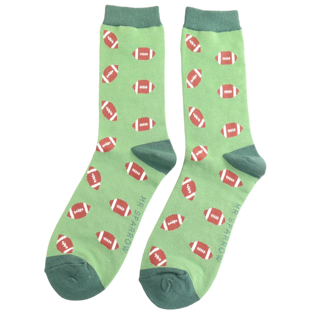 Men's Bamboo Socks -Rugby Balls