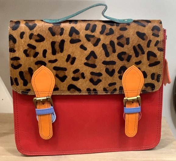 Rylee Leather Satchel Bag - Red