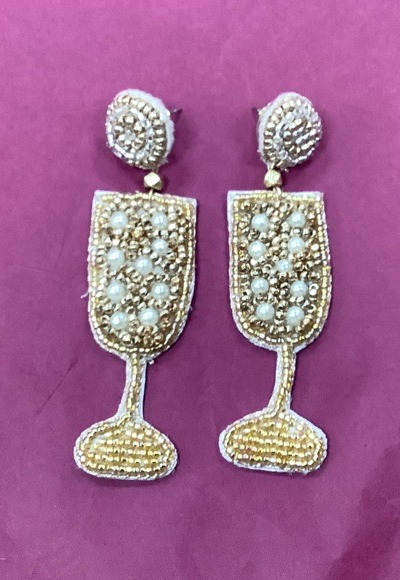 Gold Bubbly Beaded Drop Earrings