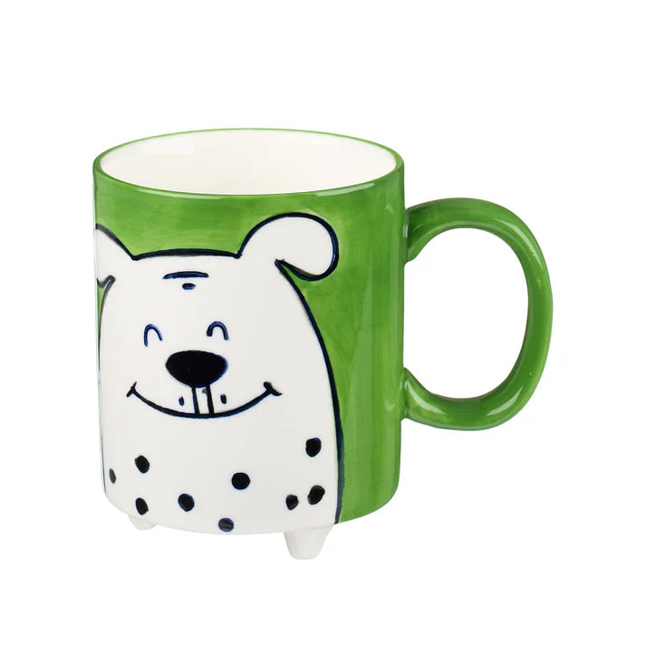 Footed Mug - Green Dog