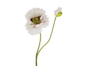 Poppy Single Stem Faux Flower - White