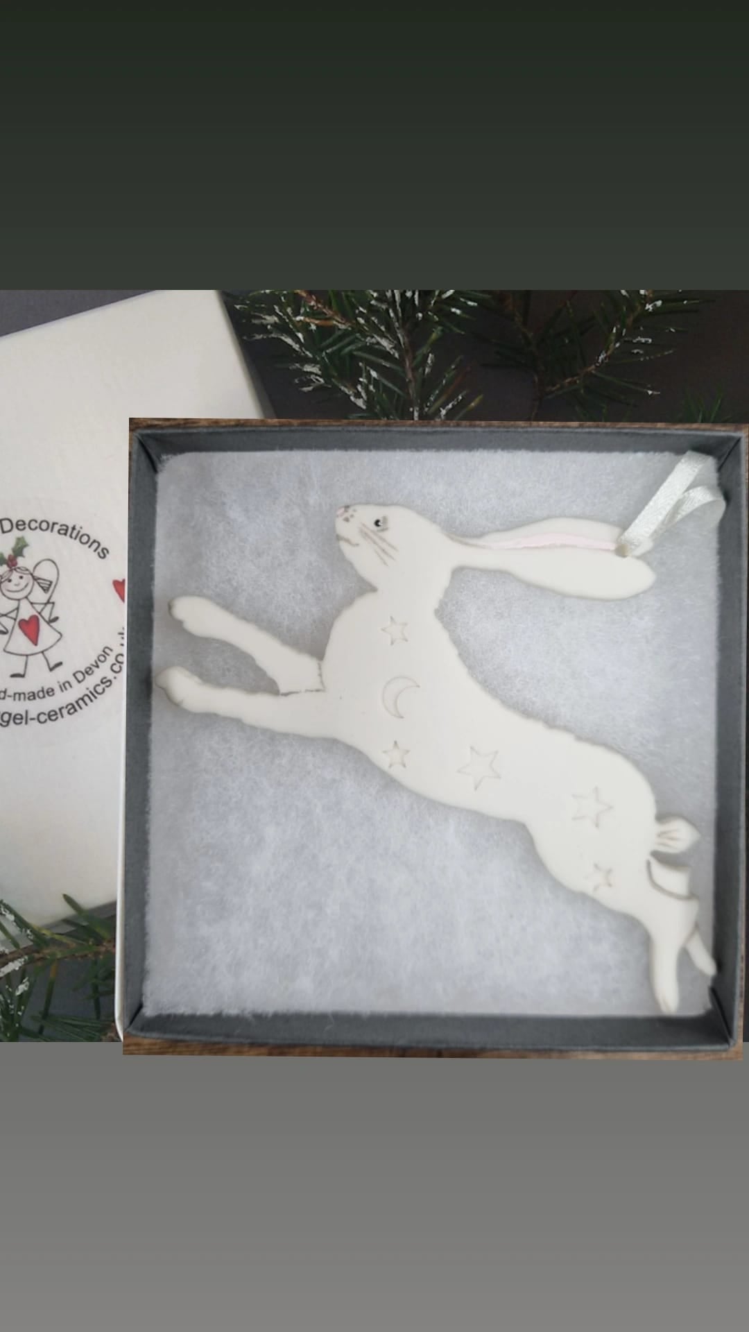 Winter Hare Hanging Decoration - Embossed Stars