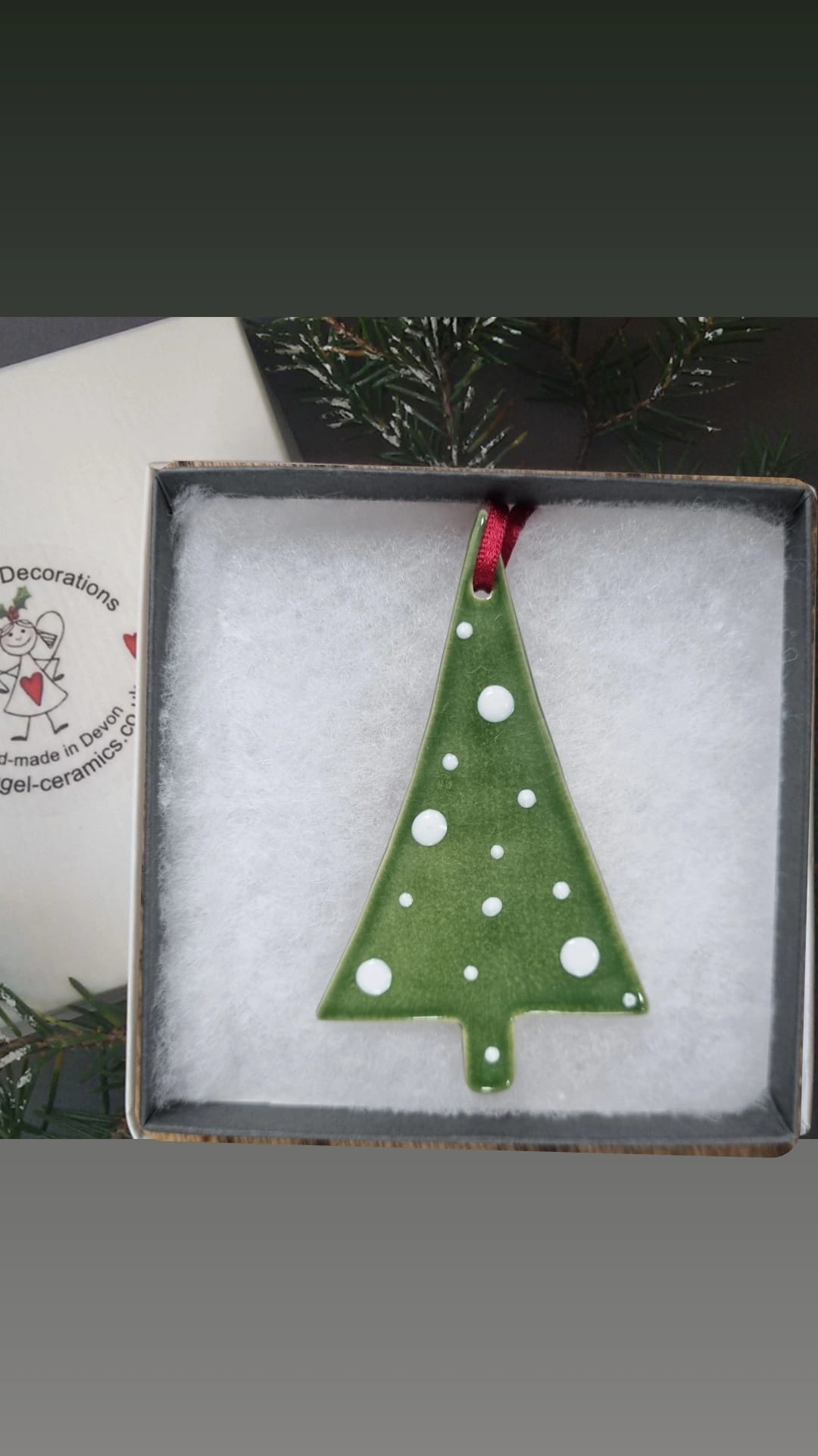Dotty Green Glazed Tree -Pointy