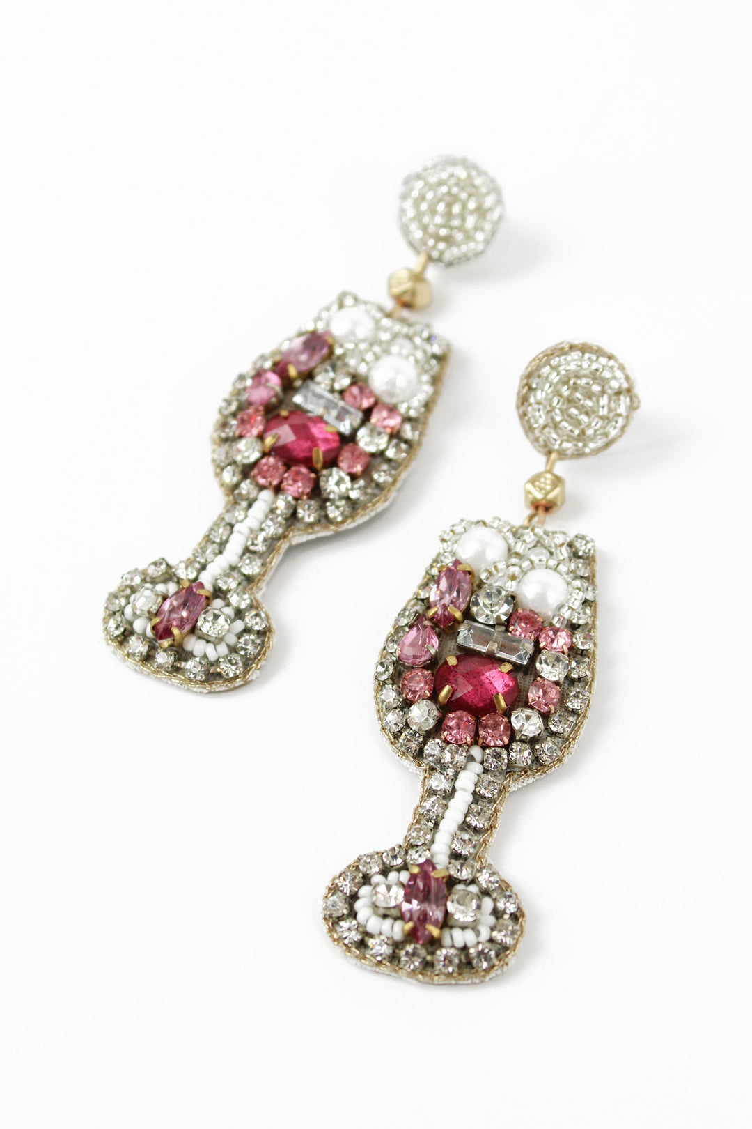 Pink Champagne Beaded Drop Earrings