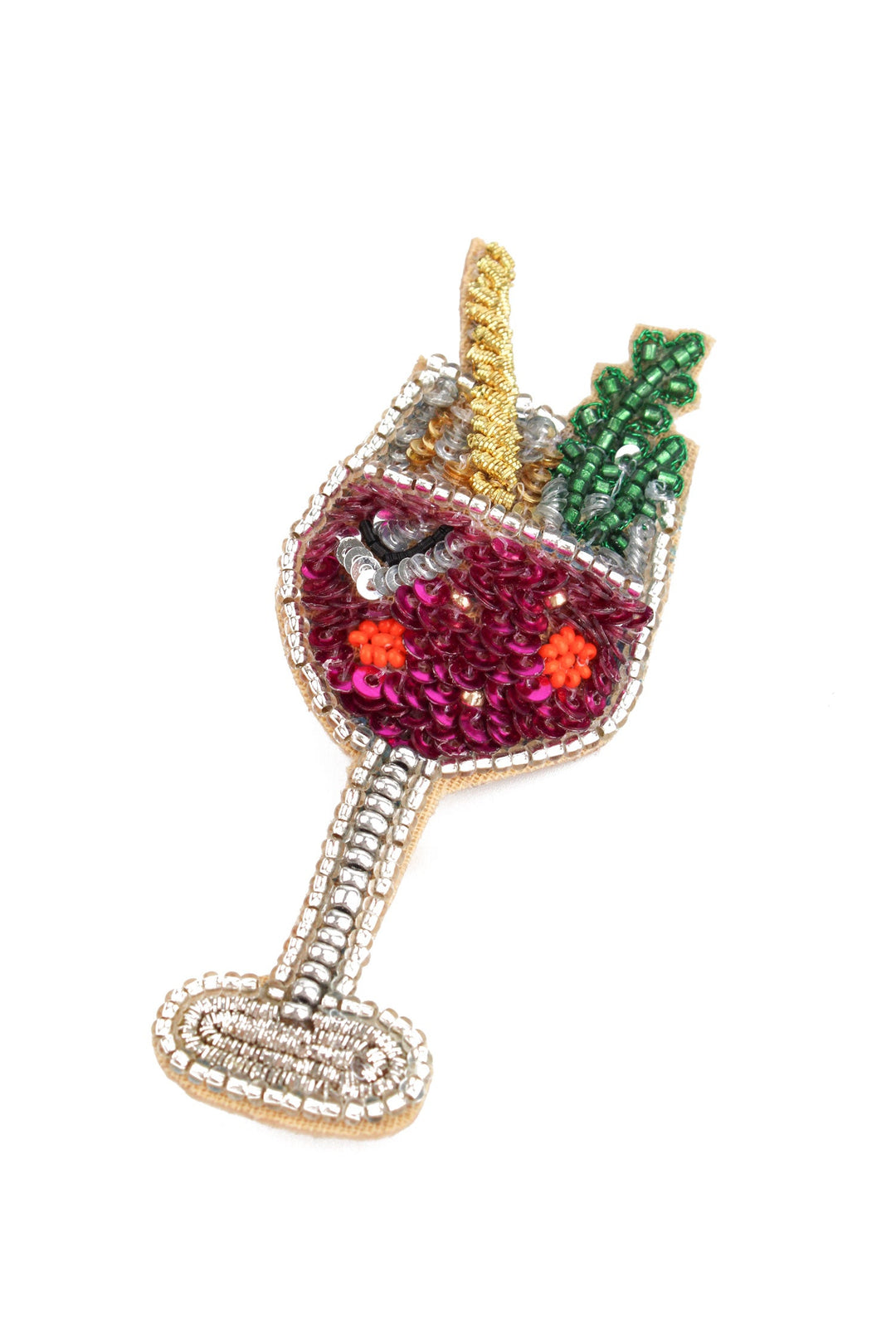 Pink Fizz Cocktail Brooch