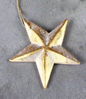 Hanging Wooden Star - Gold/White