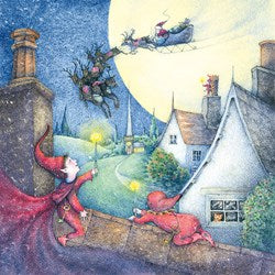 Little Elves In Red Suits  Christmas Card