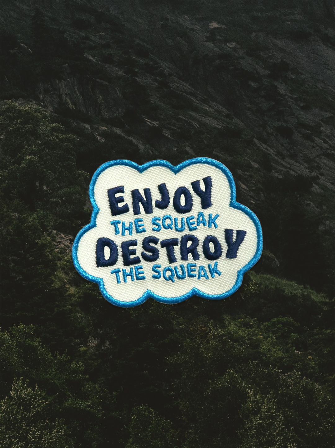 Enjoy The Squeak Iron On Merit Badge For Pets