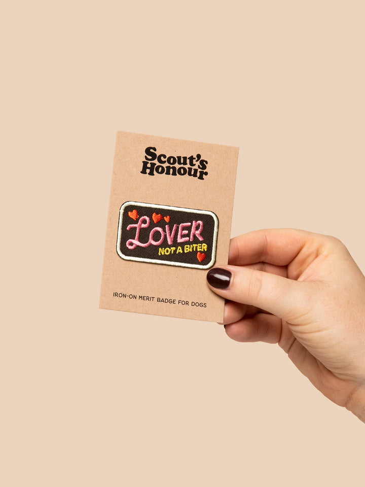 Lover Not A Biter - Iron-on Merit Badge For Pets