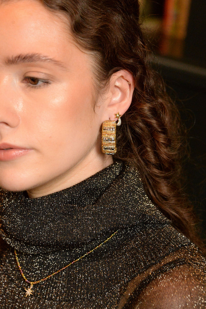 Silver And Gold Bead Hoops