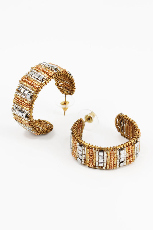Silver And Gold Bead Hoops