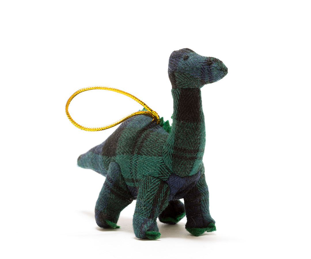 Diplodocus Hanging Decoration - Blue Tartan