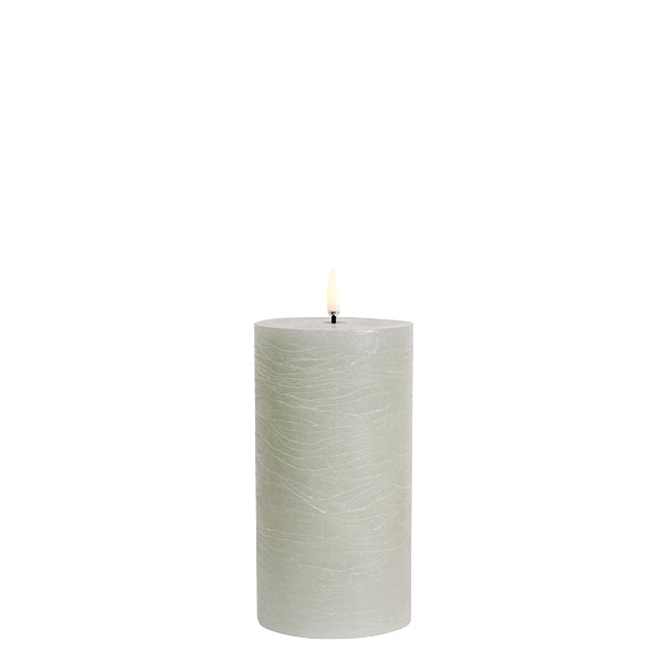 LED Pillar Candle -Dusty Green