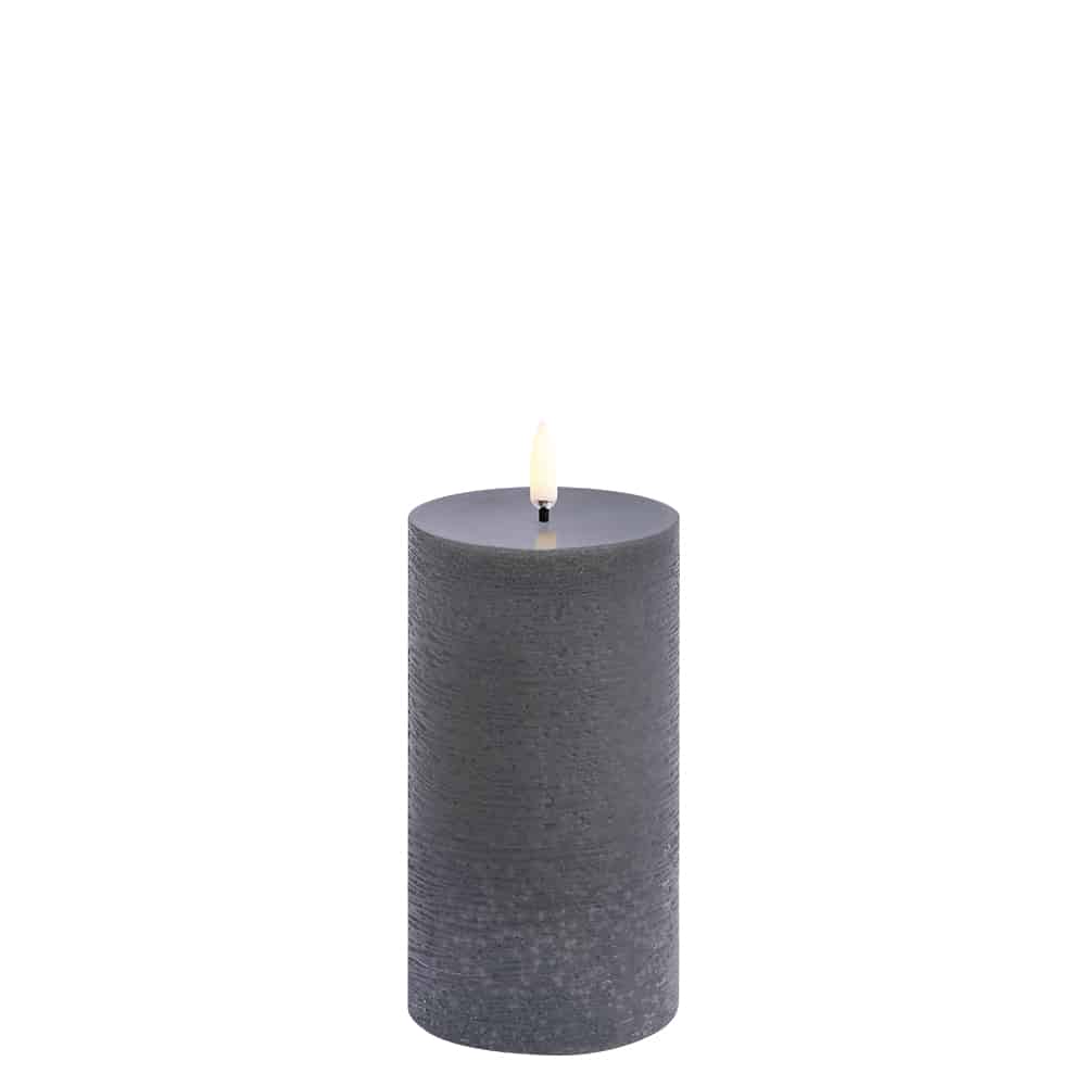 LED Pillar Candle - Grey Rustic 10cm