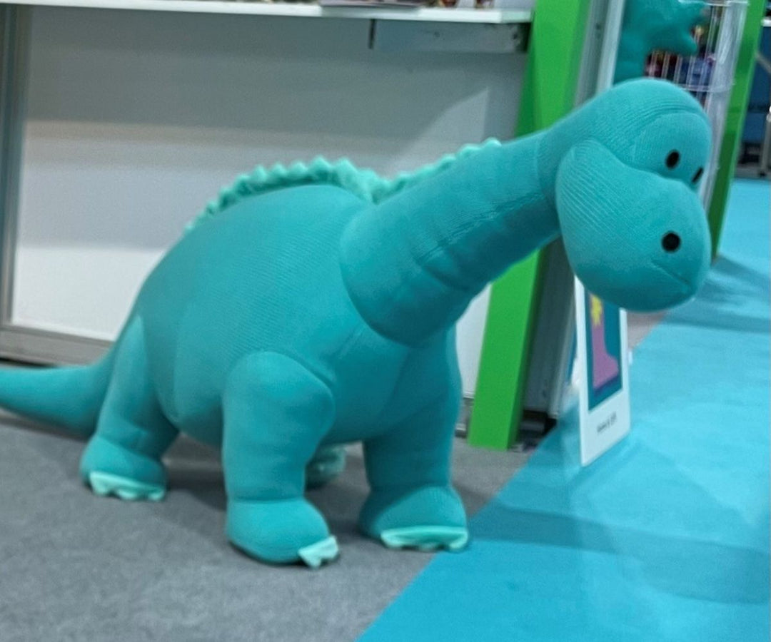 Giant Diplodocus Knitted Toy - Ice Blue