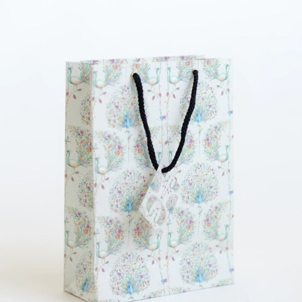 Dancing Peacock Ivory Small Gift Bag