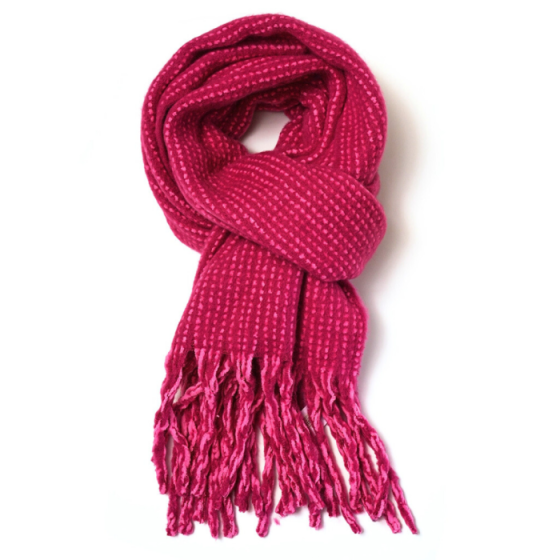Chunky Dots winter Scarf - Fuchsia