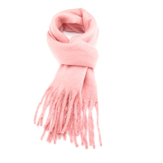 Chunky Block Colour Winter Scarf - Coral