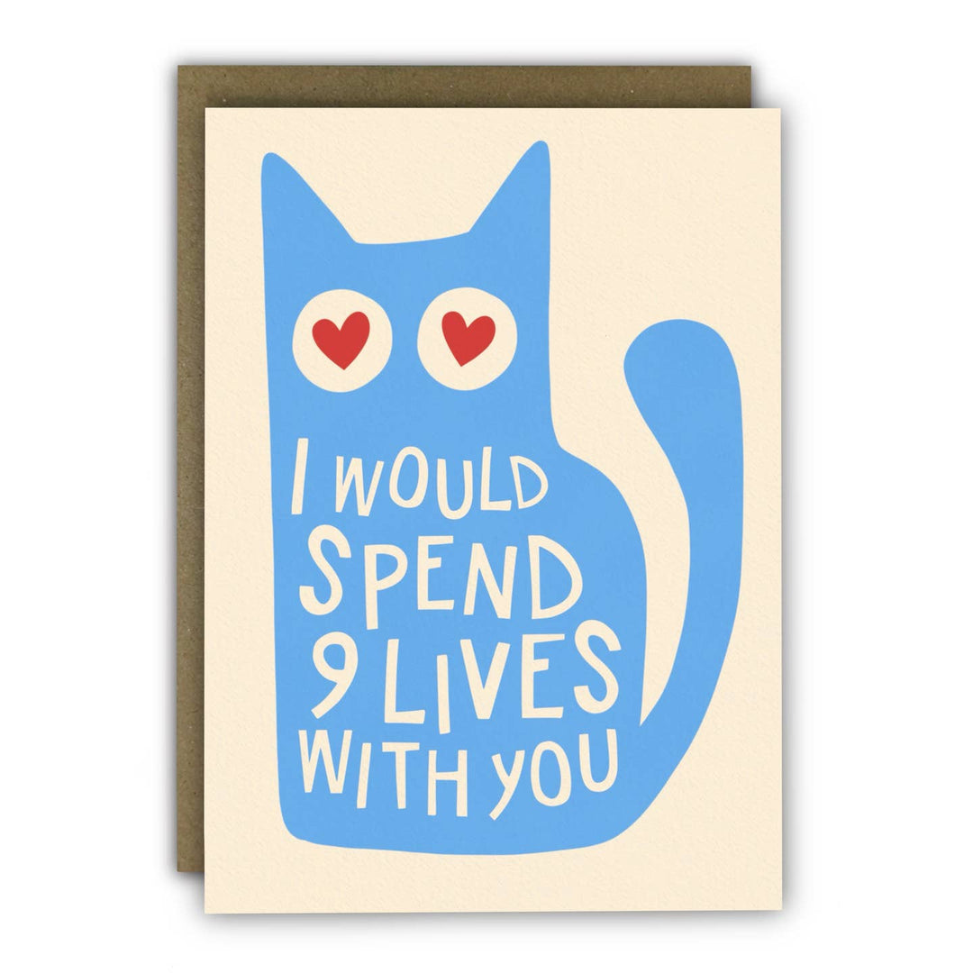 9 Lives Cat Card -Blue