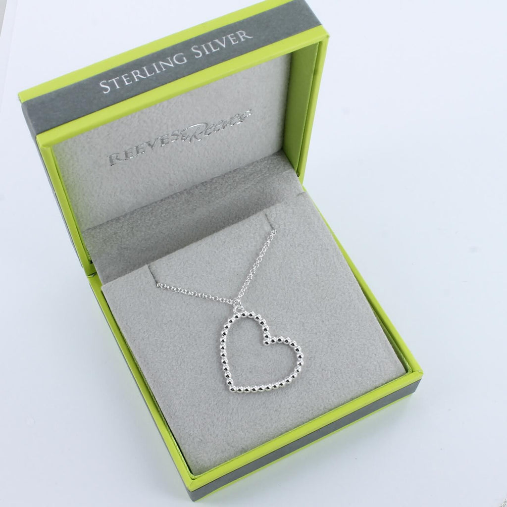 Beaded Heart Sterling Silver Necklace