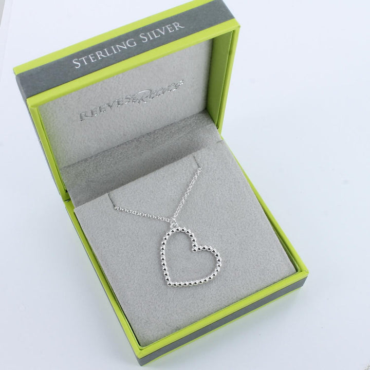 Beaded Heart Sterling Silver Necklace