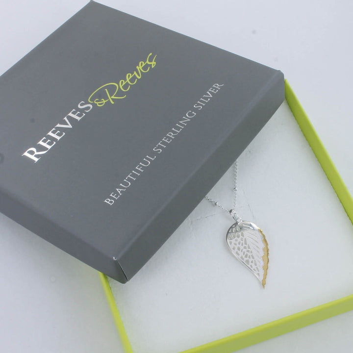 Beech Leaf Sterling Silver And 18ct Gold Plate Necklace