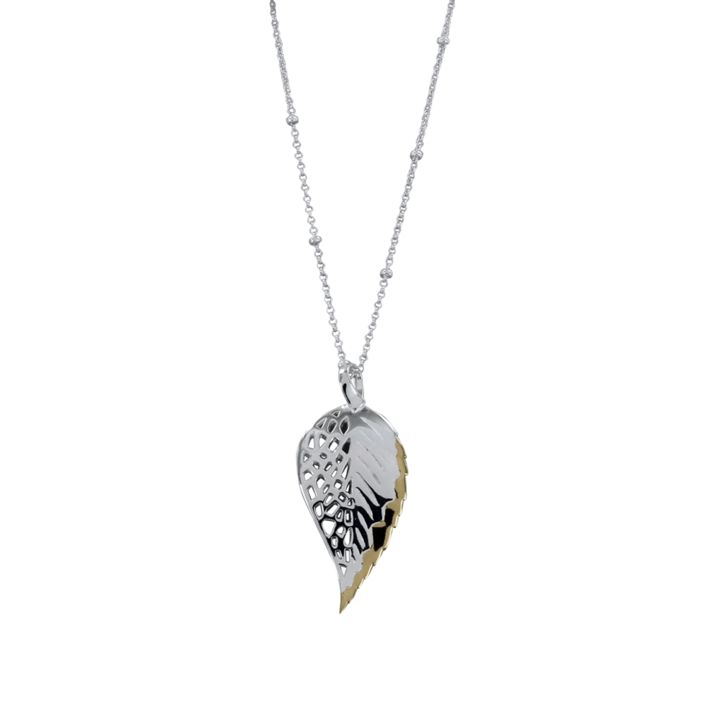 Beech Leaf Sterling Silver And 18ct Gold Plate Necklace