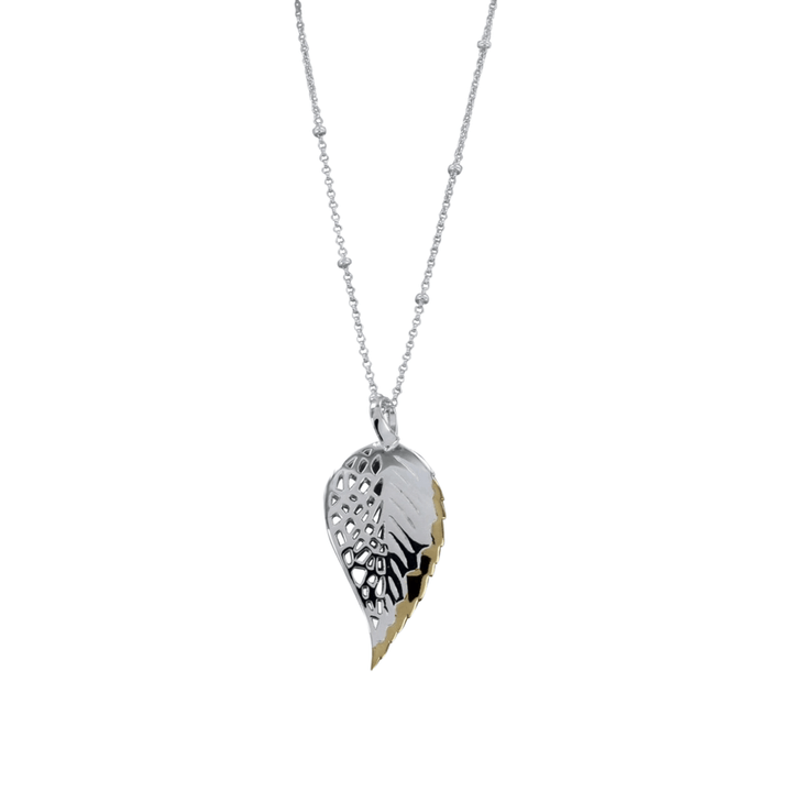 Beech Leaf Sterling Silver And 18ct Gold Plate Necklace