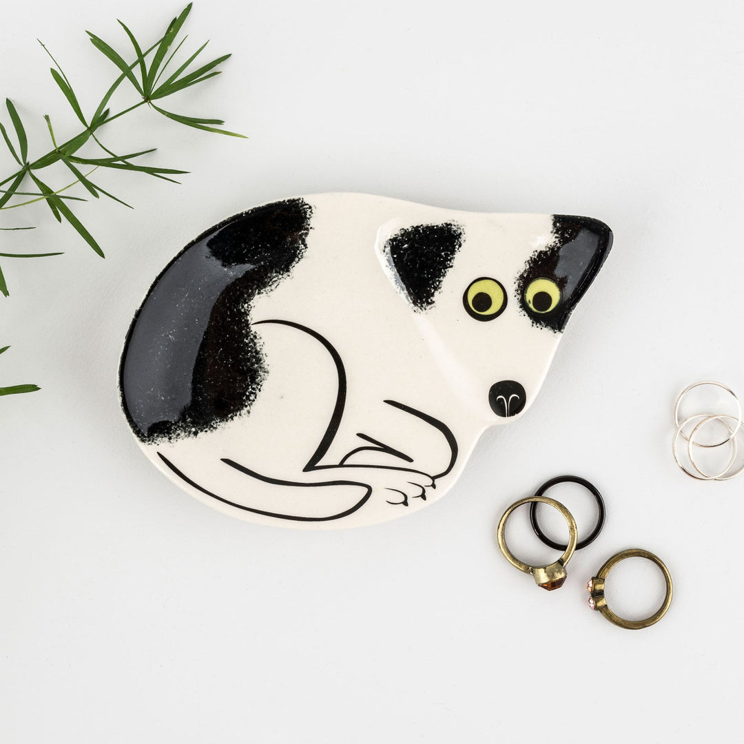 Black And white Dog Trinket Tray