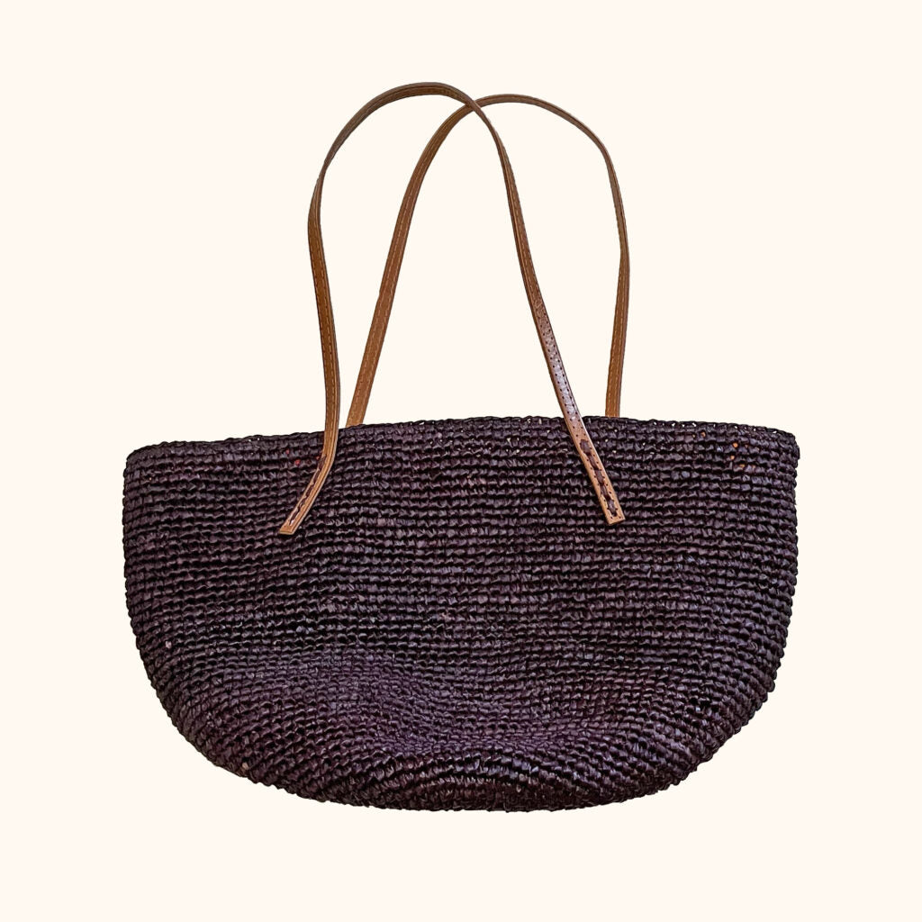 Crochet Raffia Bag - Black