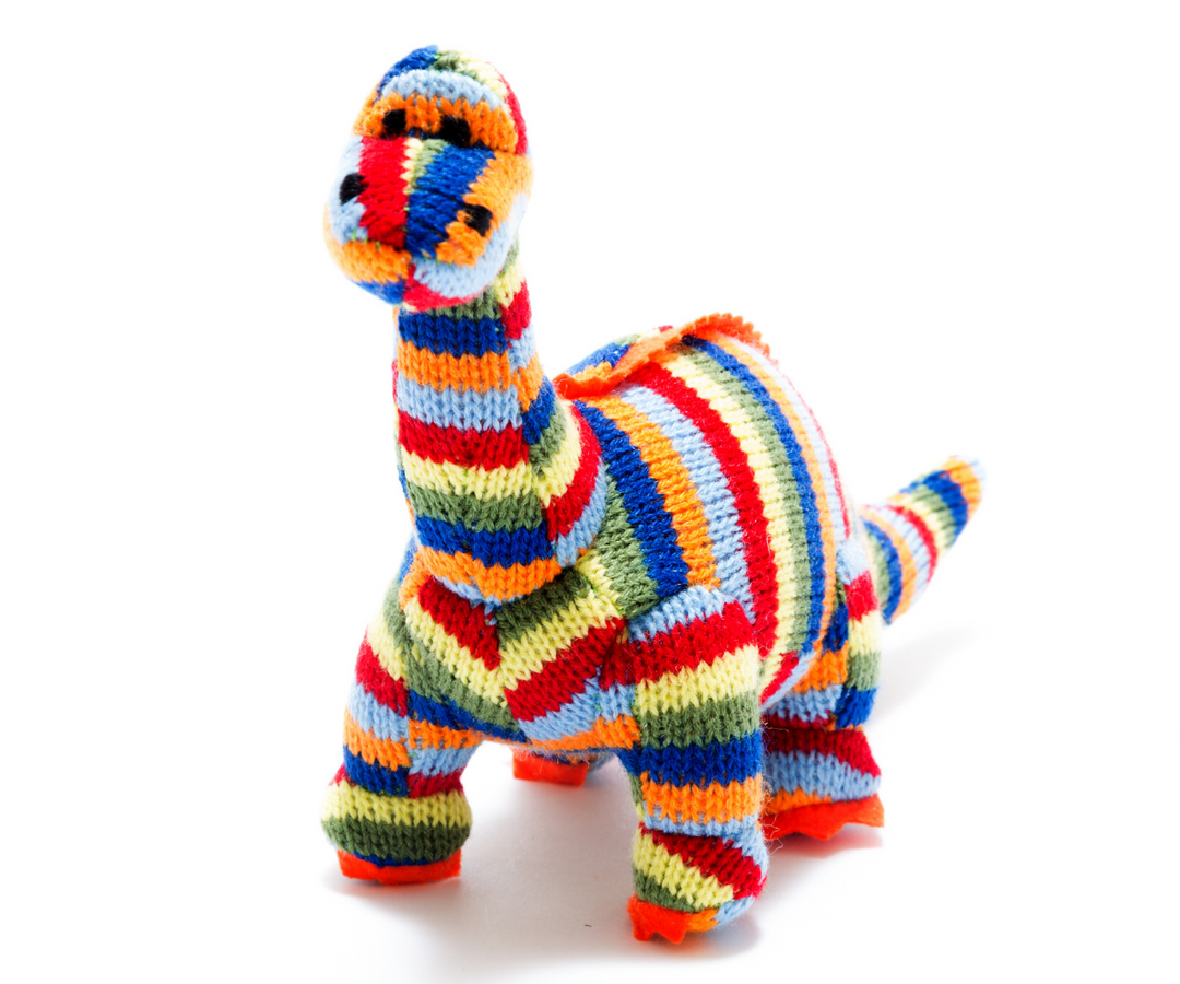 Diplodocus Baby Rattle - Rainbow Stripe