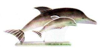 Dolphin With Calf Glass Ornament